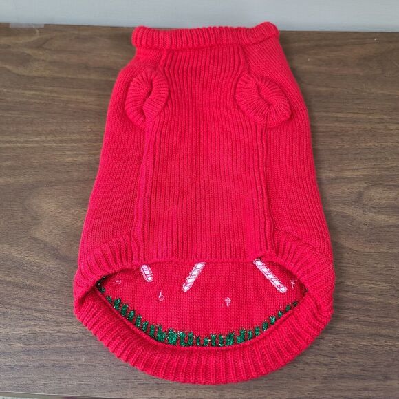 Dog Christmas Sweater Tree Red Green Medium Bells Winter - Picture 4 of 8